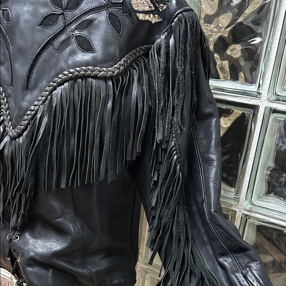 Vintage Leather Fringe Jacket - Picture 7 of 14